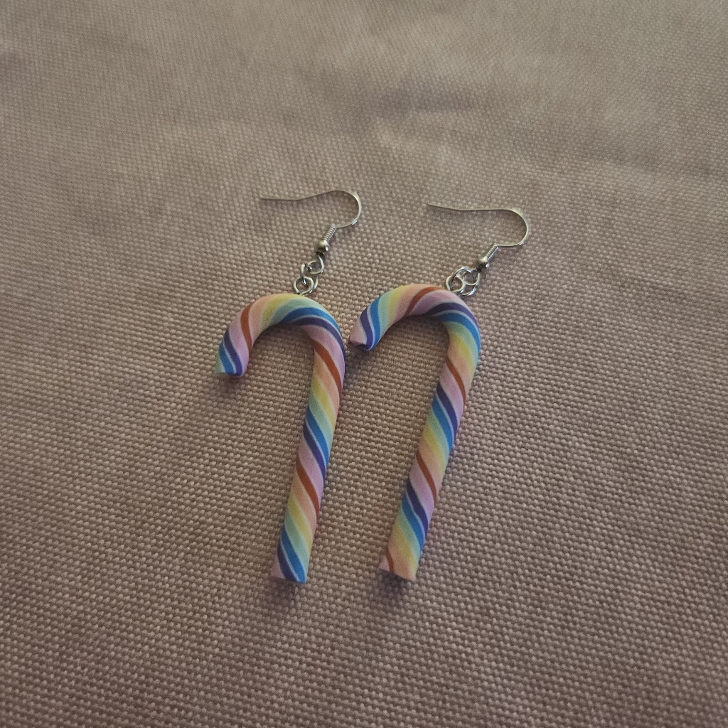 Rainbow Candy Cane Earrings Rainbow Candy Cane Earrings